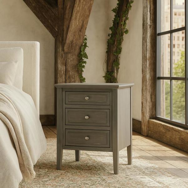 Wyld Haus Laurelbrook Three Drawer Wooden Bedside Table