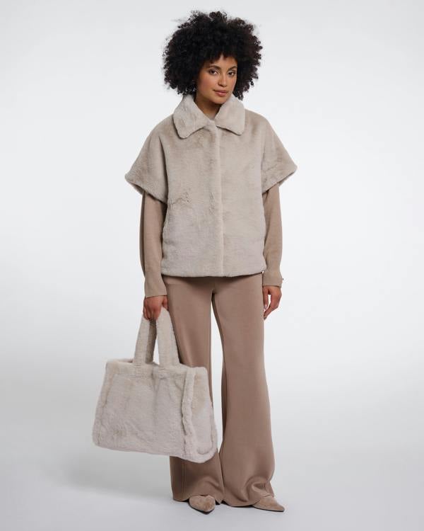 Rino & Pelle Daan Womens Big Faux Fur Shopper - Birch | CHO | Designer Womens Shopper Bag