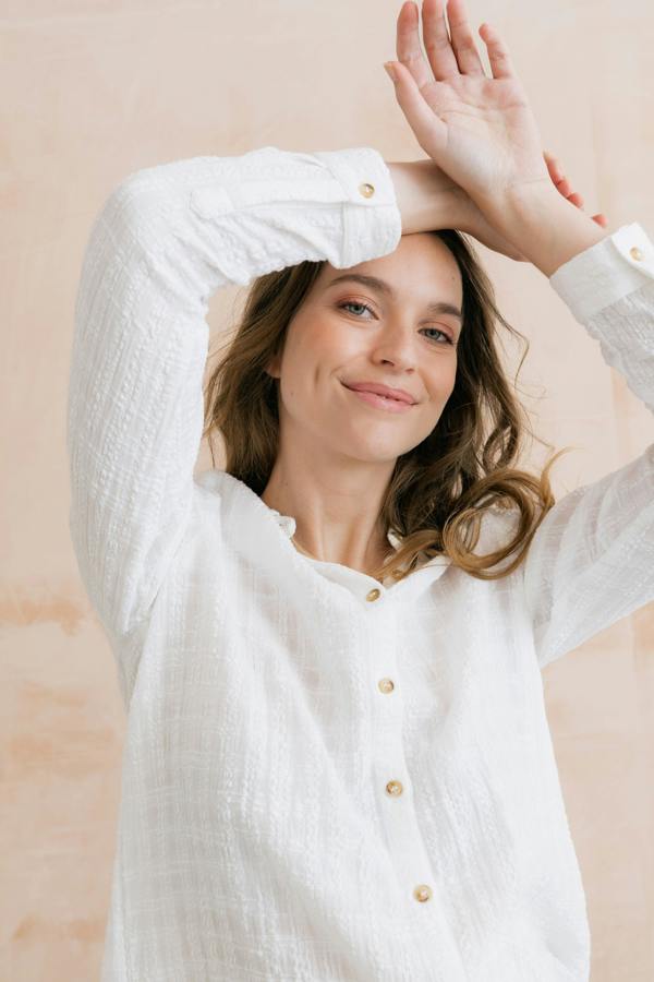 Lily & Me Savannah Textured Seersucker Shirt White