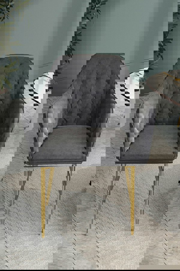 Living and Home Velvet Upholstered Dining Chair Dressing Chair Nail Chair 86cm