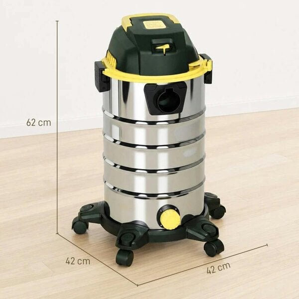 1400W Vacuum Cleaner, 3-in-1 Wet and Dry Vacuum Cleaner with Blowing Mode and 30L Stainless Steel Tank, Yellow