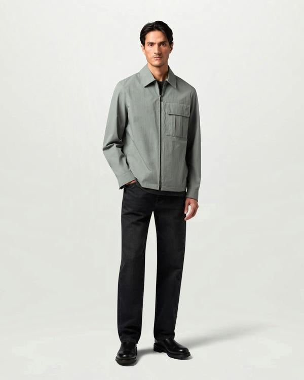 Belstaff Cargo Mens Overshirt in Atlantic Grey, full length front
