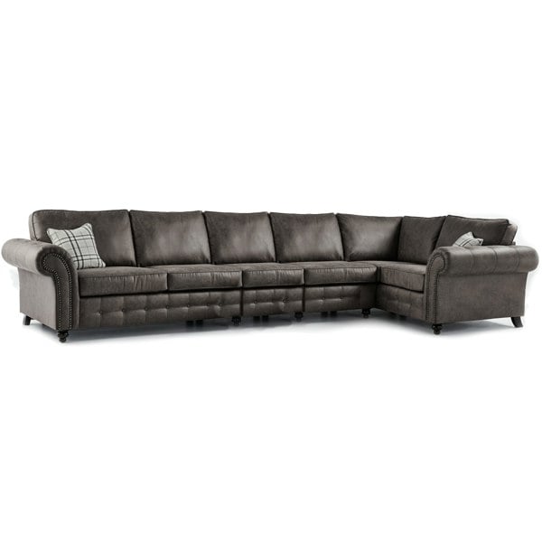 Furnishings For Less Oakland Long 6 Seater Leather Corner Sofa Chesterfield Style