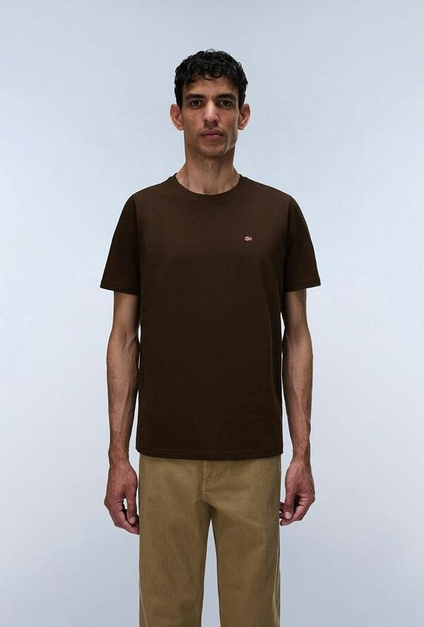 Napapijri Salis Jersey Short Sleeve T-Shirt - Brown