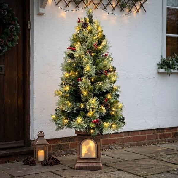 Garden Greatness 4ft Heritage Fir Pre-Lit Berry Tree with Pinecones