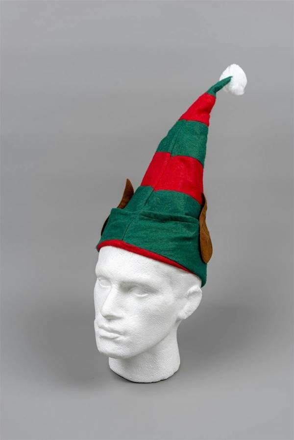 Shatchi One Size Christmas Elf Hat with Ears in Green, Soft Polyester Fancy Dress Accessory