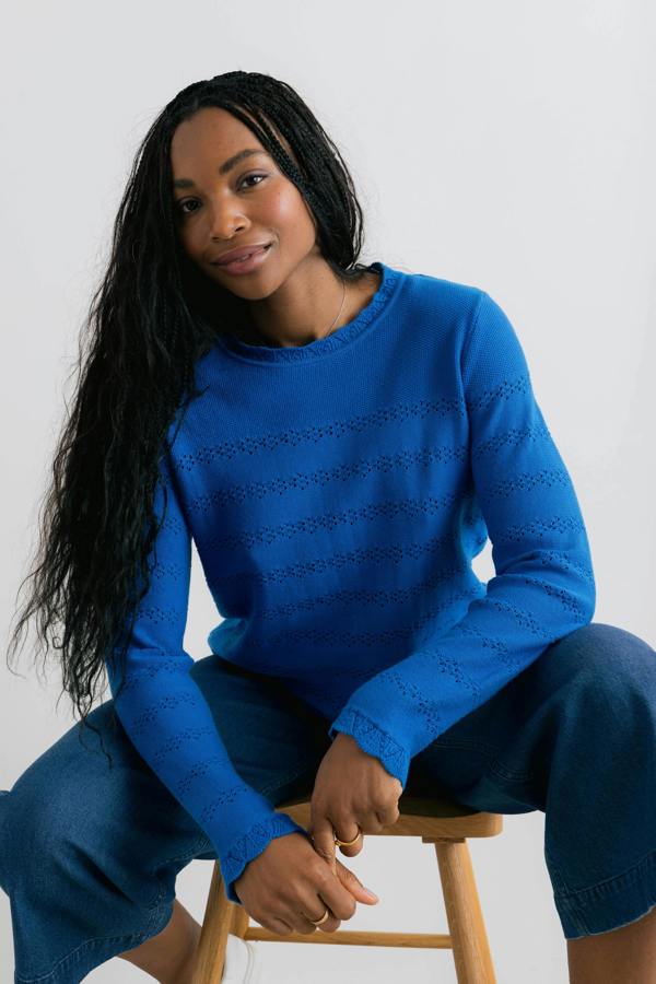 Lily & Me Rosie Pointelle Detail Jumper Cobalt