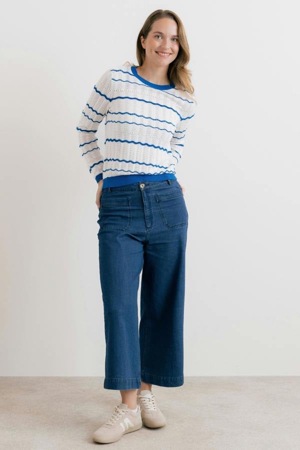 Lily & Me Sophie Pointelle Cotton Stripe Jumper