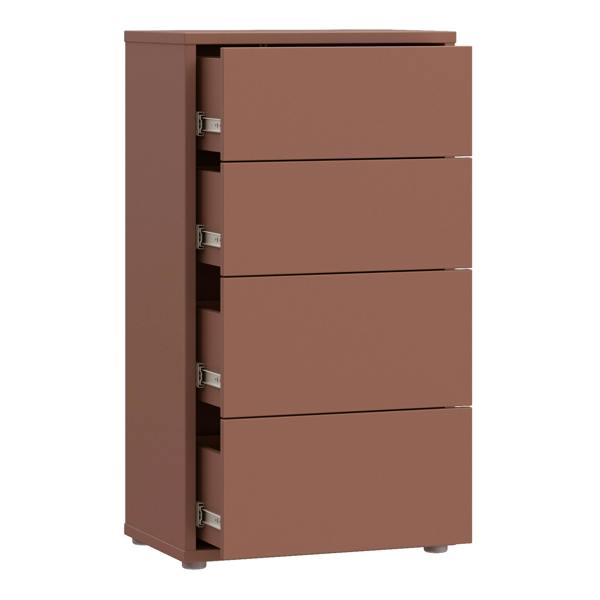 Alice Springs Tall 4 Drawer Chest with Push-to-Open Drawers in Terracotta