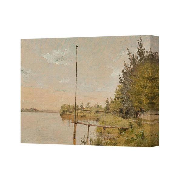 Benjamin Tate Design Lakeside Pier Landscape Canvas Print Serene Outdoor Wall Art