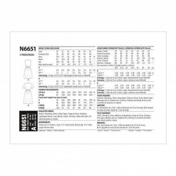 New Look Sewing Pattern 6651, Dresses for Women, A (10-12-14-16-18-20-22) - Intermediate