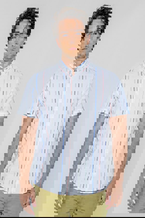 ENORSIA Stripe Short Sleeve Oxfrod Shirt