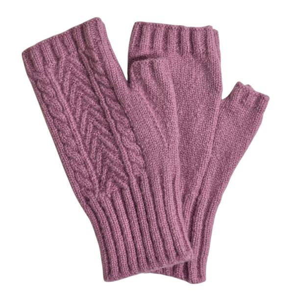 Love EMVY Ladies Cashmere Blend Fingerless Mittens with Cable Knit Detail