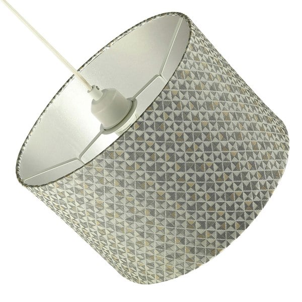 Modern Silver and Gold Cotton Lamp Shade with Squares and Diamonds Image 4