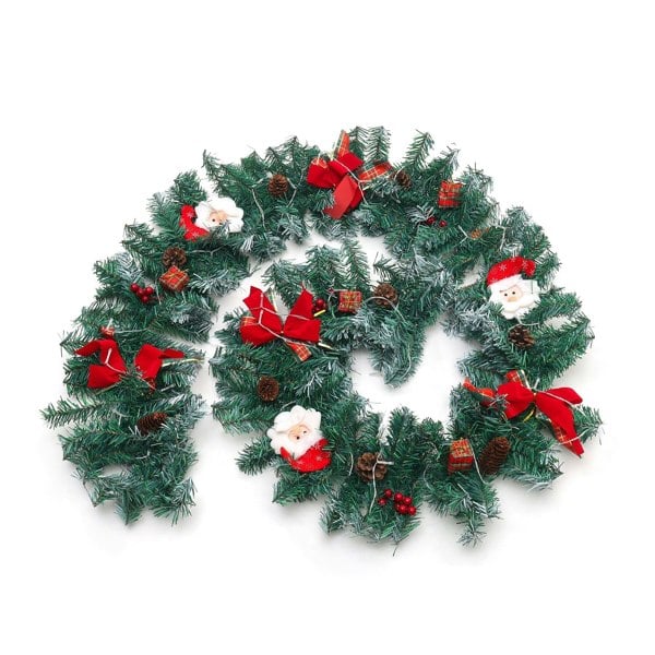 Cute Pre-lit Artificial Christmas Garland with Santa for Door and Mantel Living and Home