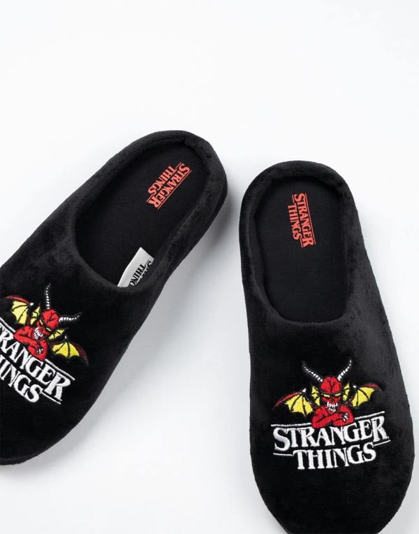 Stranger Things Unisex Black Logo Mule Slippers