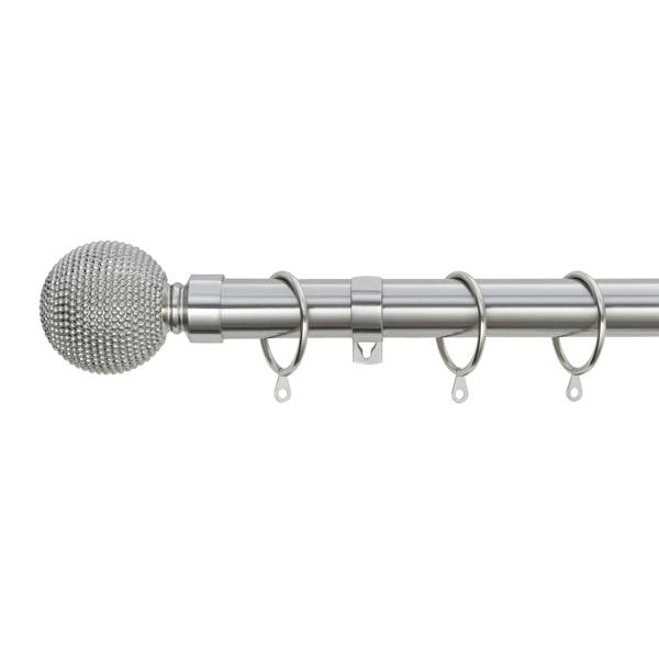 A.Unique Home Beaded Ball Metal Extendable Curtain Pole with Rings and Fittings, In a Variety of Colours and Sizes (25/28mm)