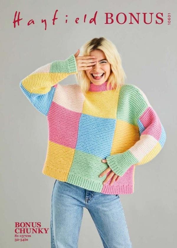 Hayfield Bonus Chunky Knitting Pattern 10601, Sweaters for Women, 32 - 54 Inches - Intermediate