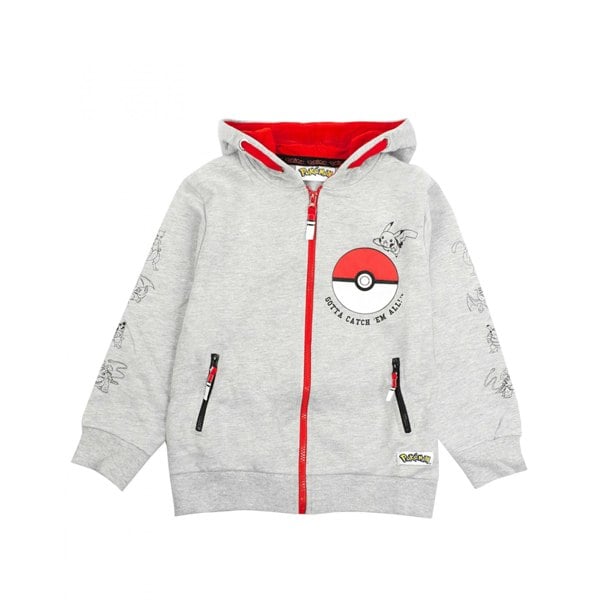 Pokemon Boys Gotta Catch Em All Pokeball Full Zip Drawstring Hoodie - Grey