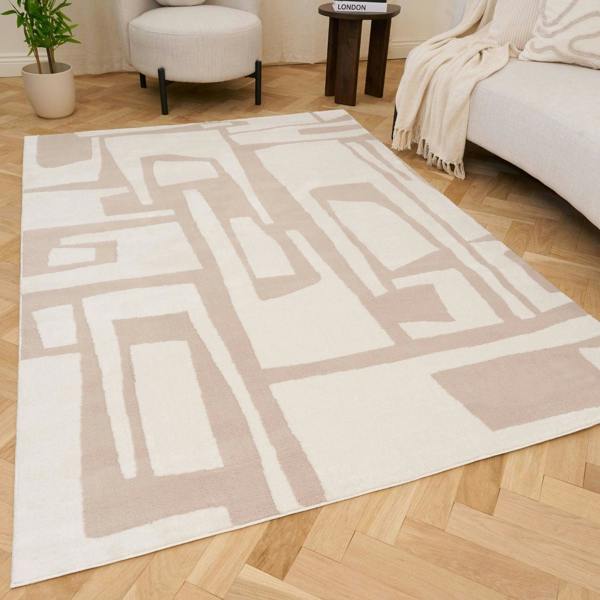 Beige Cream Rug Fade, Stain Resistant, Ideal for high Traffic areas