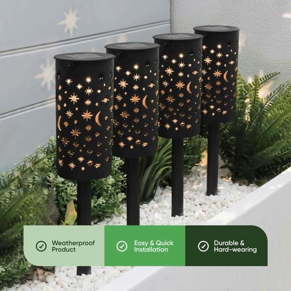 Gardenwize Pack of 4 Solar Stake Lights – Night Sky Lantern LED Lights