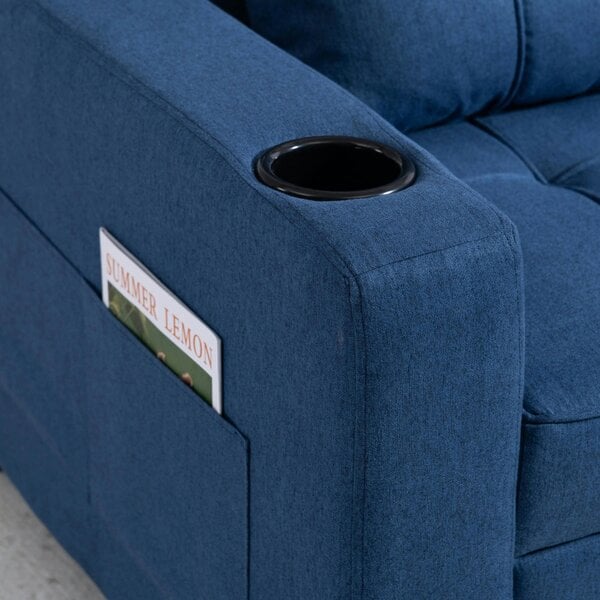 Wyld Haus Norapa Fabric Dark Blue 3 In One Convertible Single Sofa Bed