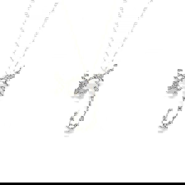 Say It With 1 Inch Winged Full CZ Stones Initial Necklace - Sterling Silver