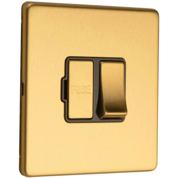 2 PACK 1 Gang 13A Switched Fuse Spur SCREWLESS SATIN BRASS Mains Isolation Plate