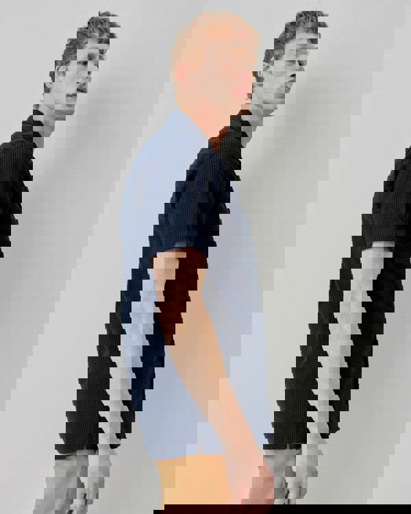 Oliver Sweeney Ravenshead Mens Cotton Seersucker Short Sleeved Shirt - Midnight Stripe