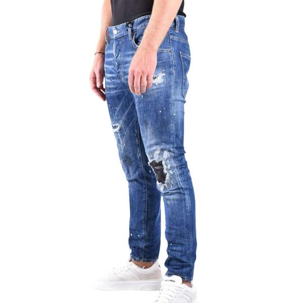 DSQUARED2 Skater Jean Destroyed Reinforced Paint Splash Effect Blue Jeans W30