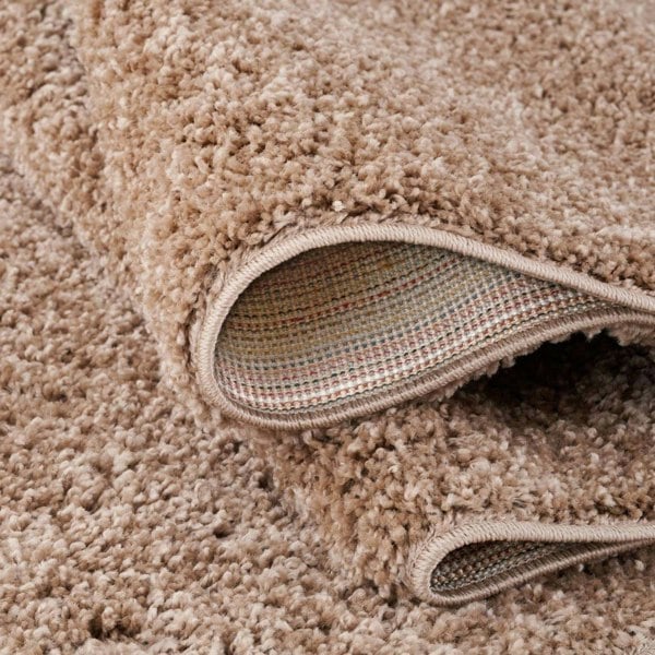 Beige colour Shaggy rug Plain design thick pile, non-shedding.
