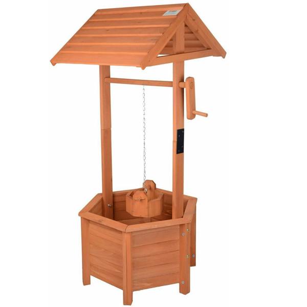 Gr8 Garden Gr8 Garden Wooden Wishing Well Bucket Planter Flower Pot Patio Ornament