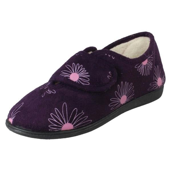 Rosebank Ladies Rosebank Flower Detailed Wide Full Slippers Judith
