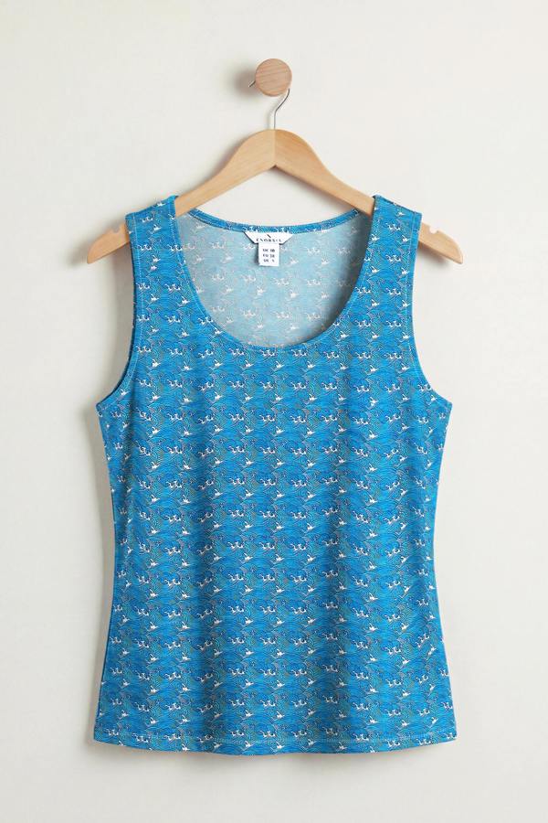 ENORSIA Wave-Printed Basic Scope Neck Vest
