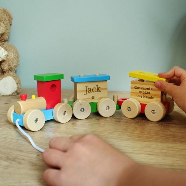 Abode Home & Gifts Personalised Wooden Circus Toy Train Set