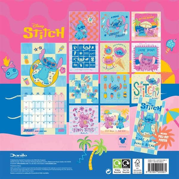 Disney, Stitch Calendar 2027, Wall Calendars, Month To View, Entertainment, Gift