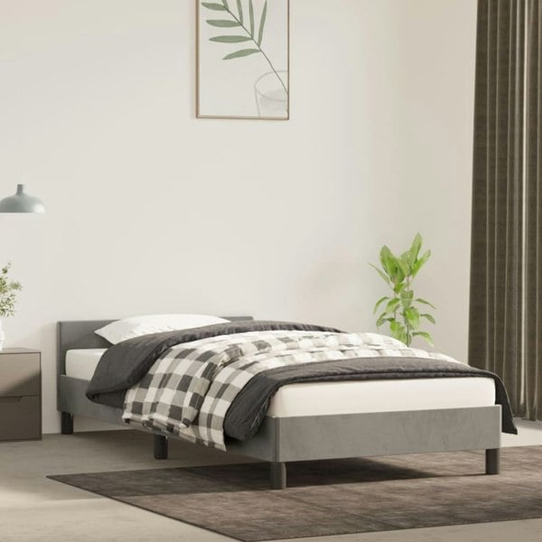 Berkfield Bed Frame with Headboard Light Grey 90x190cm 3FT Single Velvet