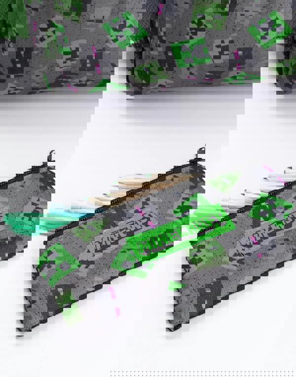 Minecraft Boys Grey Creeper 4 Piece Backpack Set (One Size)