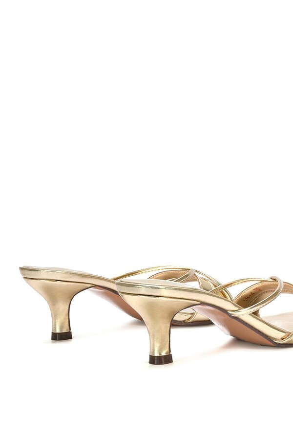 XY LONDON Mid Heeled Sandal Slip On Mules With Square Toe