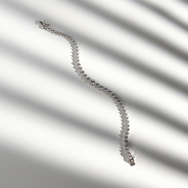 Spero London Gradual Size Gemstone Sterling Silver Tennis Bracelet