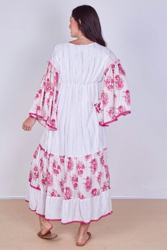 Bohemian Tiered Maxi Dress – Flowy Viscose Elegance