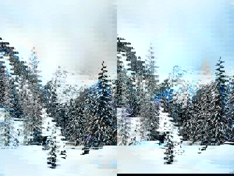 Winter Nordic Snowflake & Reindeer Design - Blue Multifunctional Scarf RUFFNEK® Blue/White