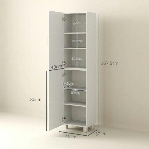 Wyld Haus Valatti Freestanding Tall Bathroom Storage Cabinet With Adjustable Shelves And Double Doors