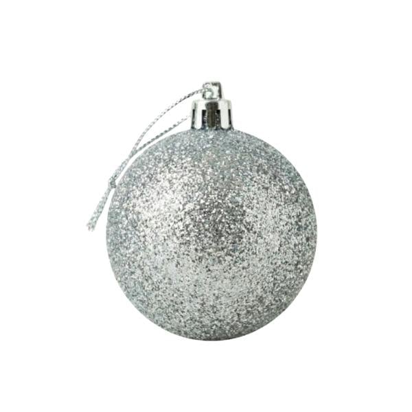 2cm Silver Glitter Christmas Bauble for Tree, Home and Seasonal Decorative Displays image 1