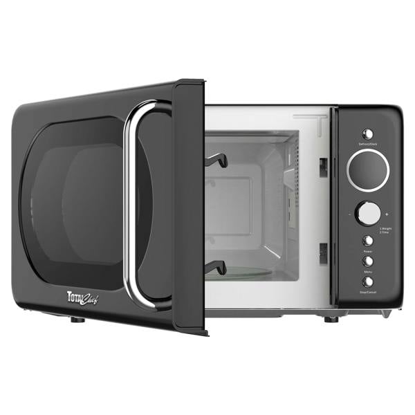 Total Chef Retro Microwave Oven 20L 700W Black Countertop Microwave with Timer, Defrost & 5 Power Levels
