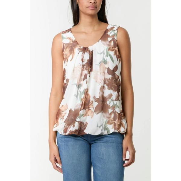 Blue Vanilla Sleeveless Bubble Hem Printed Top