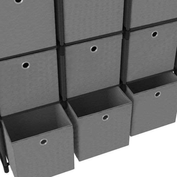 Berkfield 15-Cube Display Shelf with Boxes Black 103x30x175.5 cm Fabric