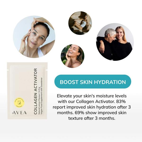 AVEA Collagen Activator - Lemon 30 Powder Sachets - 8400mg Colgevity™ - 4x More Effective Than Regular Collagen - Youthful Skin, Hair & Nails - Vegan Friendly