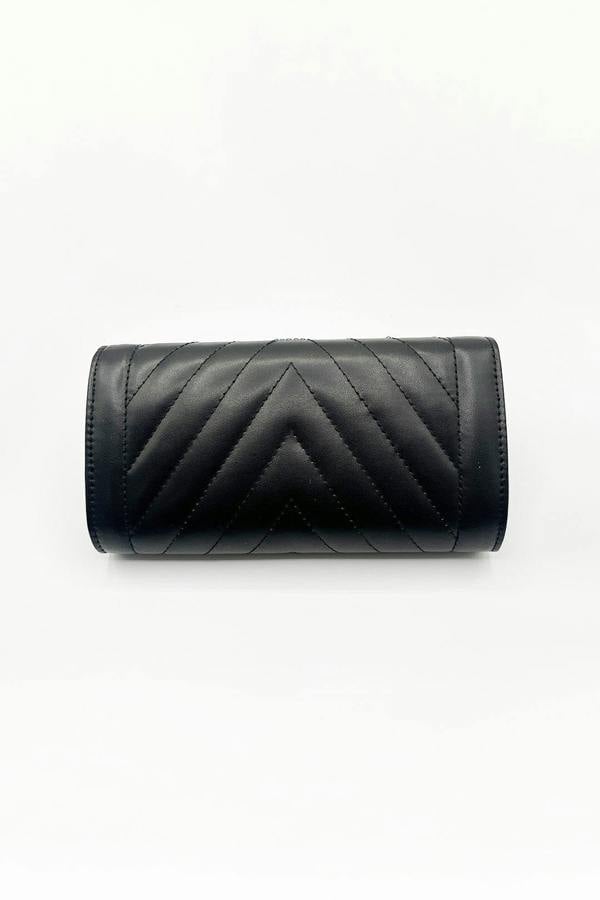 SVNX Quilted Chain Clutch Bag in Black