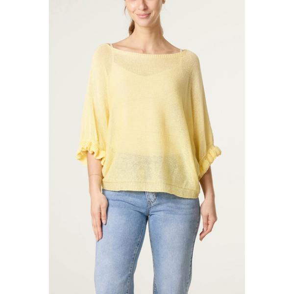 Blue Vanilla Filigree Frill Sleeve Batwing Jumper
